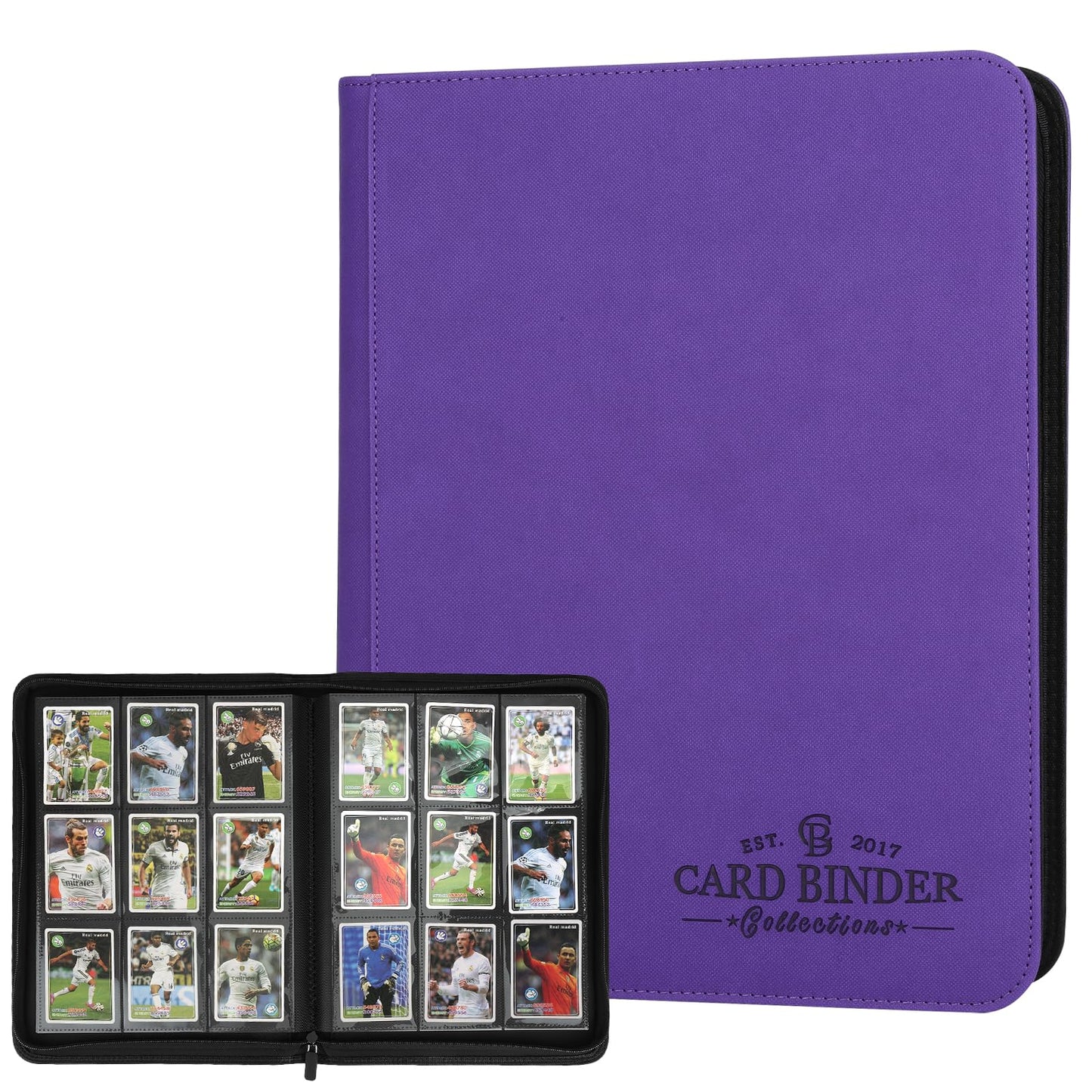 Hot 9 Pocket Card Binder, Premium Zip Trading Card Binder, 540 Double Sided Pocket PU Collection Binder, Collector Album, Card Folder for MTG, TCG, Sports Cards (Black)