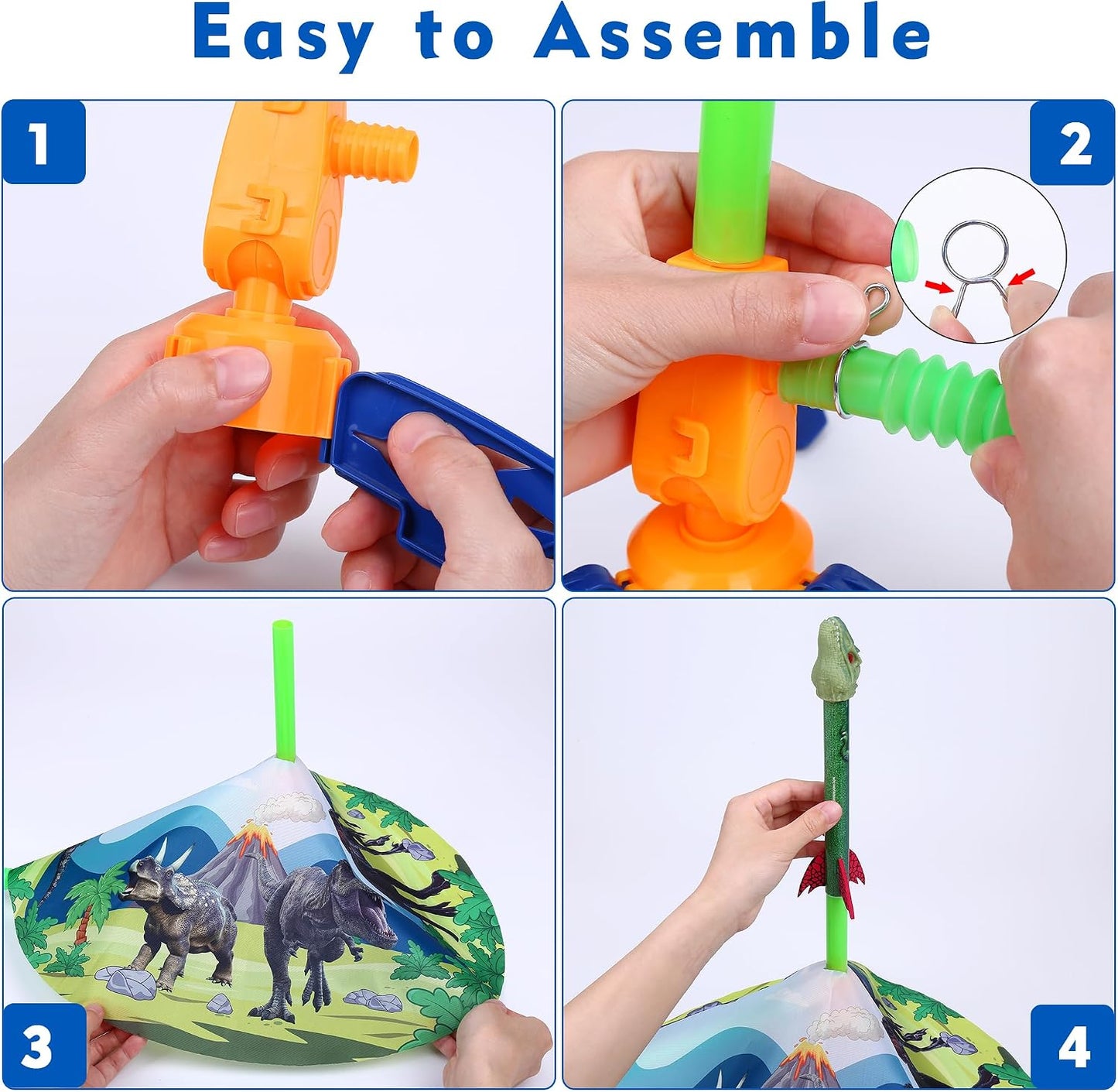 Hot Gizzjoy Dinosaur Toy Rocket Launcher for Kids - Launch Up to 100 Ft, 4 Rockets, Outdoor Outside Toys for Kids, Dinosaur Toys, Birthday Gifts for 3 4 5 6 7 8-12 Year Old Boys Girls