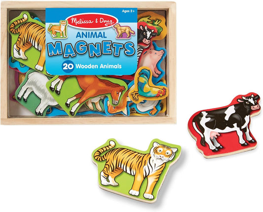 HotMelissa & Doug Wooden Animal Magnets Set (20 Pieces) – Farm, Zoo & Pet Fridge Magnets in Storage Box – Montessori Preschool Learning Toys for Toddlers & Kids Ages 2+ - FSC-Certified