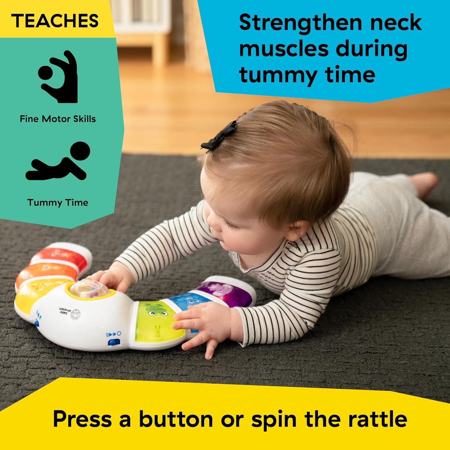 HotBaby Einstein Glow & Discover Light Bar Musical Toy, Activity Station, Sitting Up and Tummy Time Toy, Color and Animal Learning Toy, Infant Ages 3 Months+