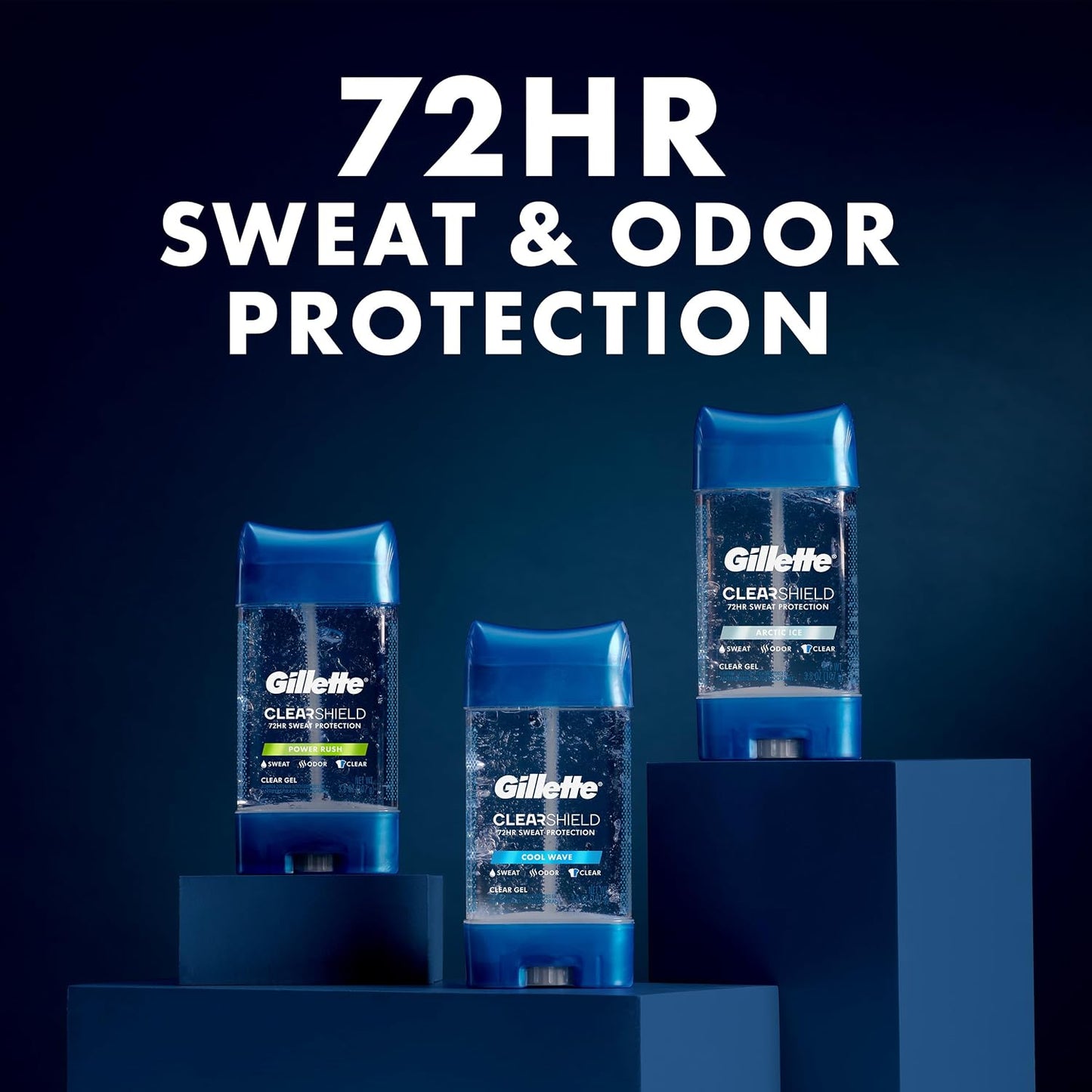 HotGillette Antiperspirant and Deodorant for Men, 72hr Sweat & Odor Protection, Long Lasting Freshness, Anti-White Mark Technology, Clear Gel, Cool Wave Scent, 3.8 oz (Pack of 3)