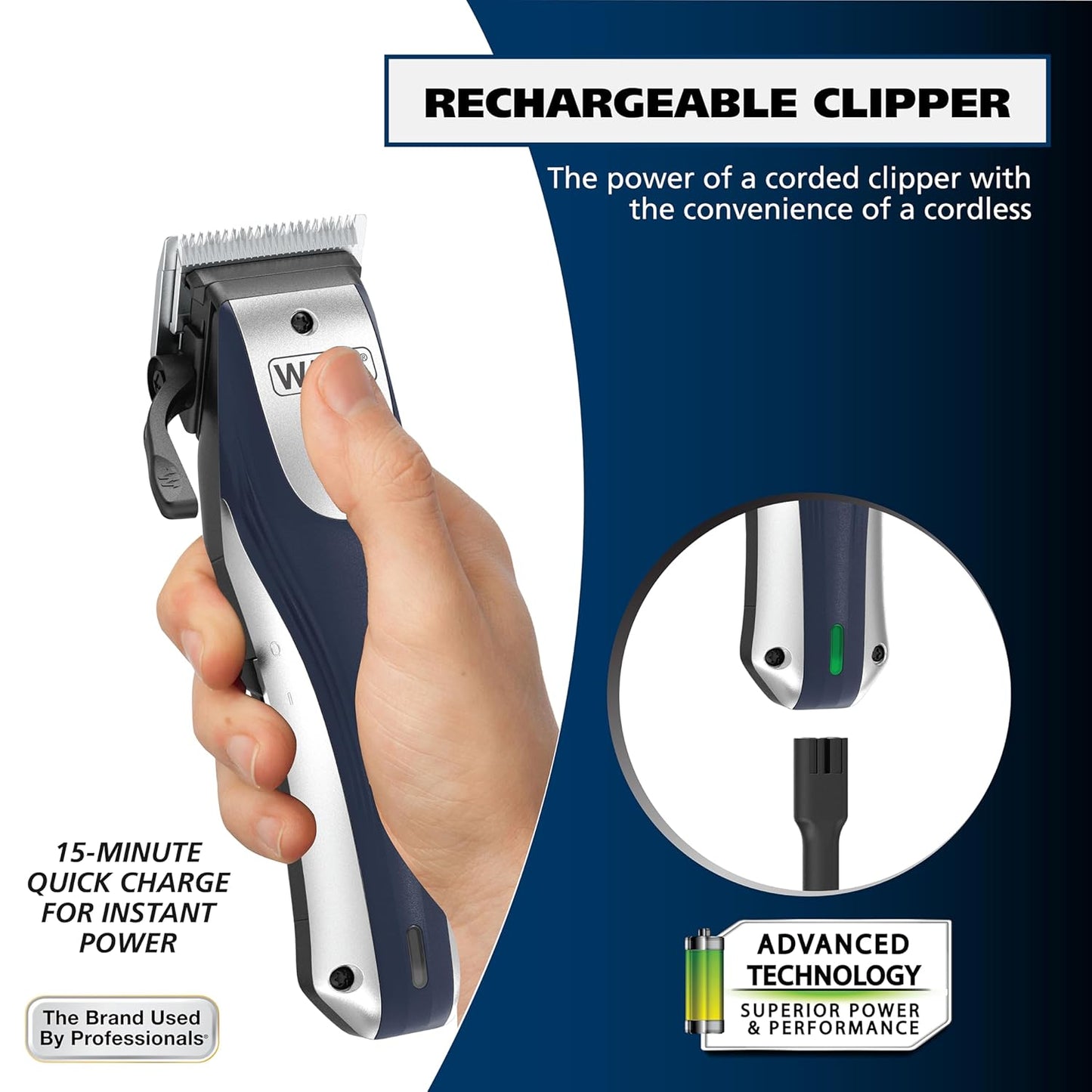HotWahl Lithium Ion Pro Rechargeable Cordless Hair Clippers for Men, Woman, & Children with Smart Charge Technology for Convenient at Home Haircutting - Model 79470