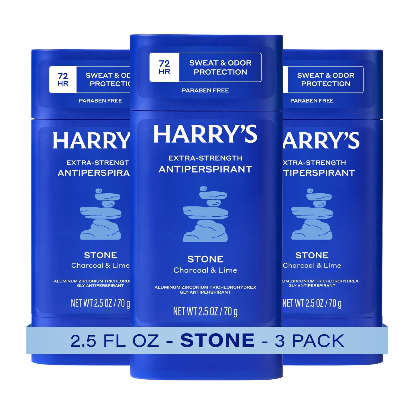 HotHarry's Extra-Strength Antiperspirant Deodorant, Sweat & Odor Control Antiperspirant for Men, Variety Pack - Stone, Redwood, Wildlands, 2.5 oz Pack of 3