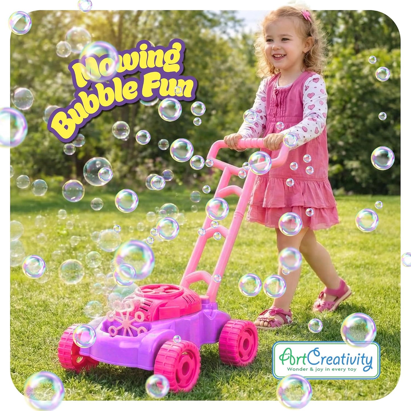 HotArtCreativity Bubble Lawn Mower for Toddlers 1-3, Bubble Machine for 1-Year-Old Girl Gifts, Toddler Outdoor Toys for 2-Year-Old Girl Birthday Gift, Push Summer Gardening Toys for Toddlers Age 1 2 3 +