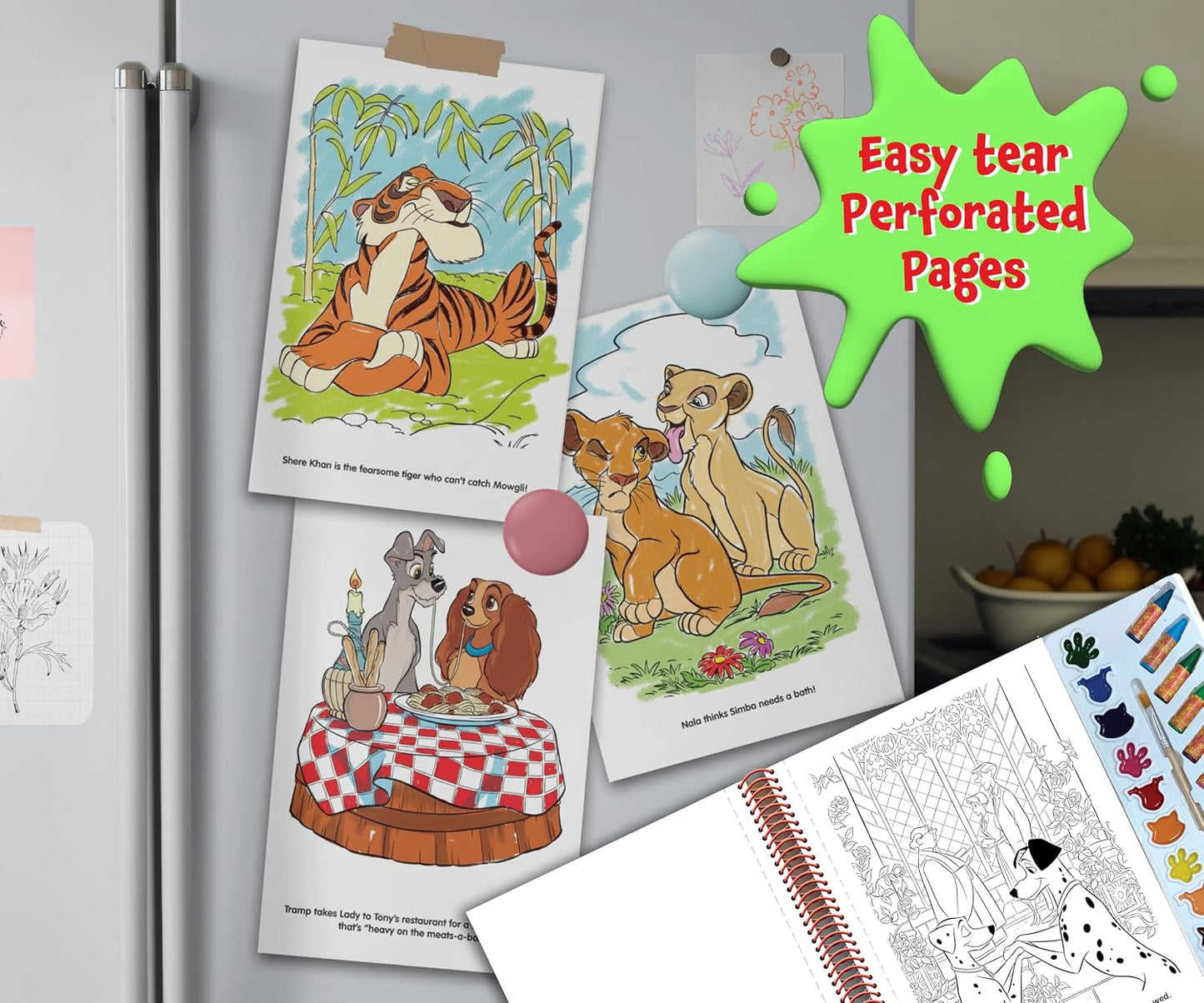Hot Disney Animals Deluxe Poster Paint & Color - Coloring Book for Kids, 80 Illustrations, 10 Watercolor Paints, 12 Crayons, 1 Paint Brush