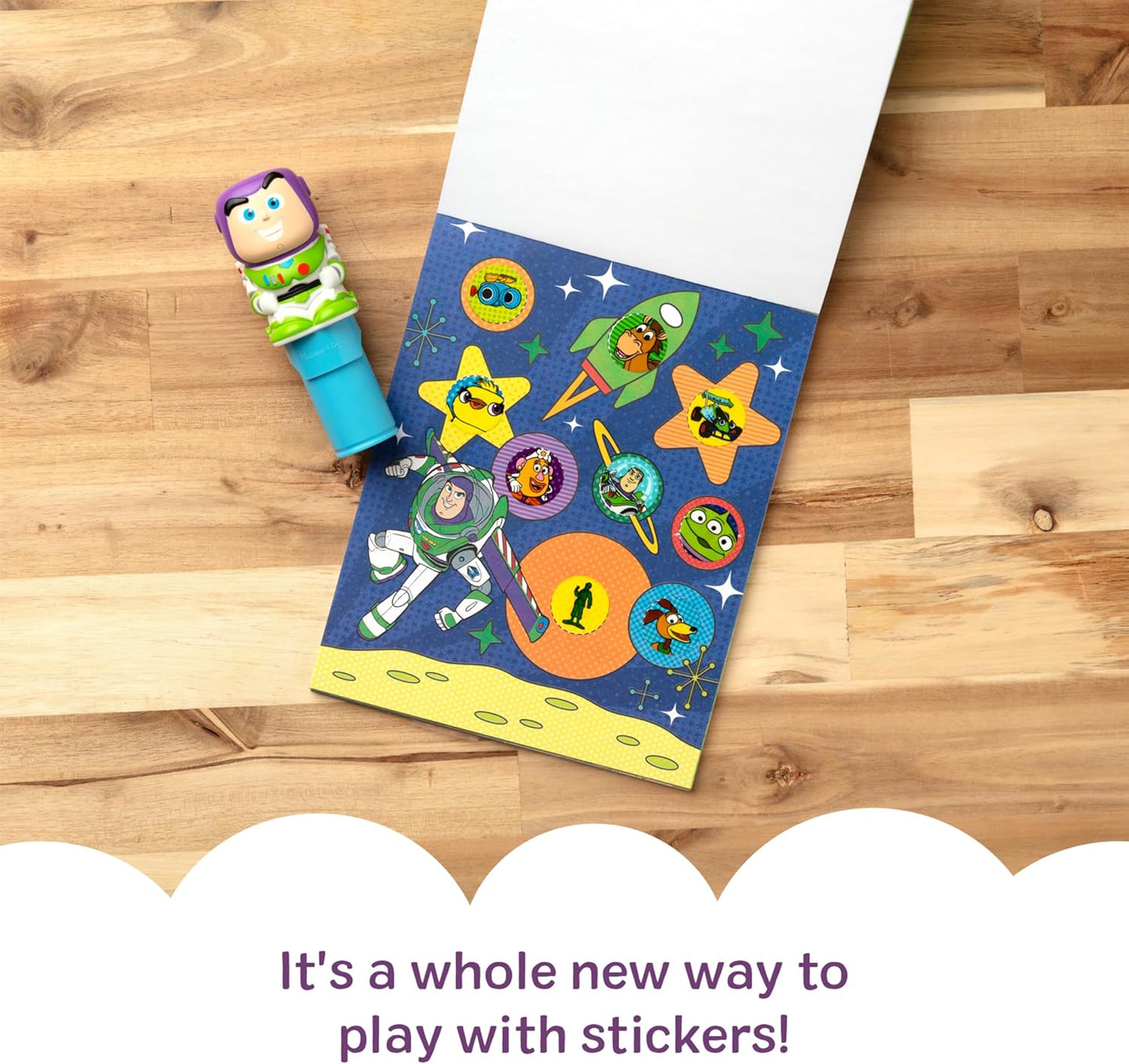 HotMelissa & Doug Sticker Wow!™ 24-Page Activity Pad and Sticker Stamper, 300 Stickers, Arts and Crafts Fidget Toy Collectible Character – Disney Buzz Lightyear - for Kids Ages 3+ - FSC Certified