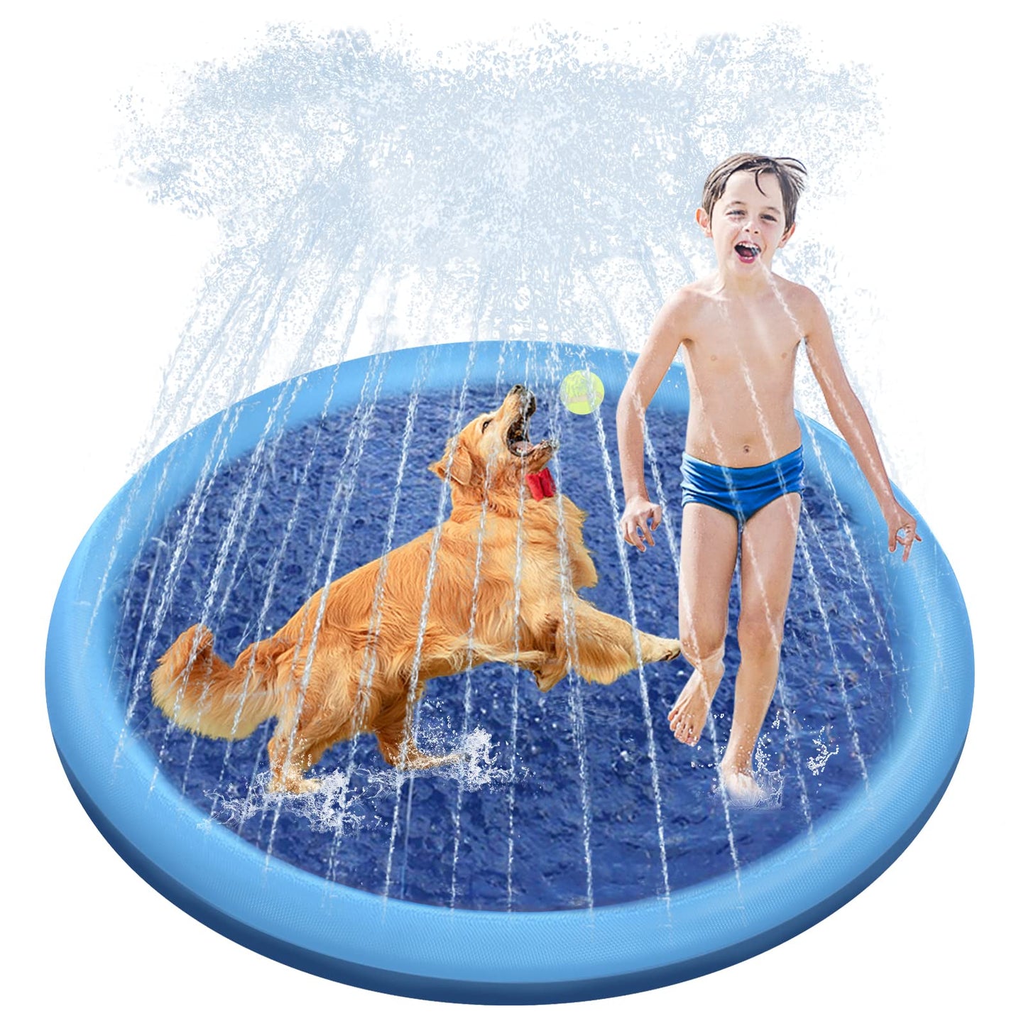 HotRaxurt Non-Slip Splash Pad for Kids and Dog, 67'' Splash Pad Thicken 0.58mm for Kids Ages 4-8 Toddler Baby Splash Sprinkler Pad Dog Pool Summer Outdoor Water Toys for Boys Girls
