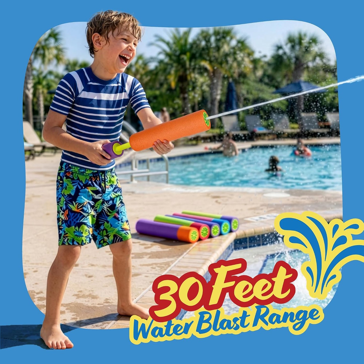 Hot ArtCreativity Water Guns for Kids - 6 Pack - Swimming Pool Toys Water Squirter Gun - Fun Foam Water Blaster Pool Game Toys - Summer Beach Party Outdoor Activities for Kids Ages 4-8, 6-8, 8-10, 8-12