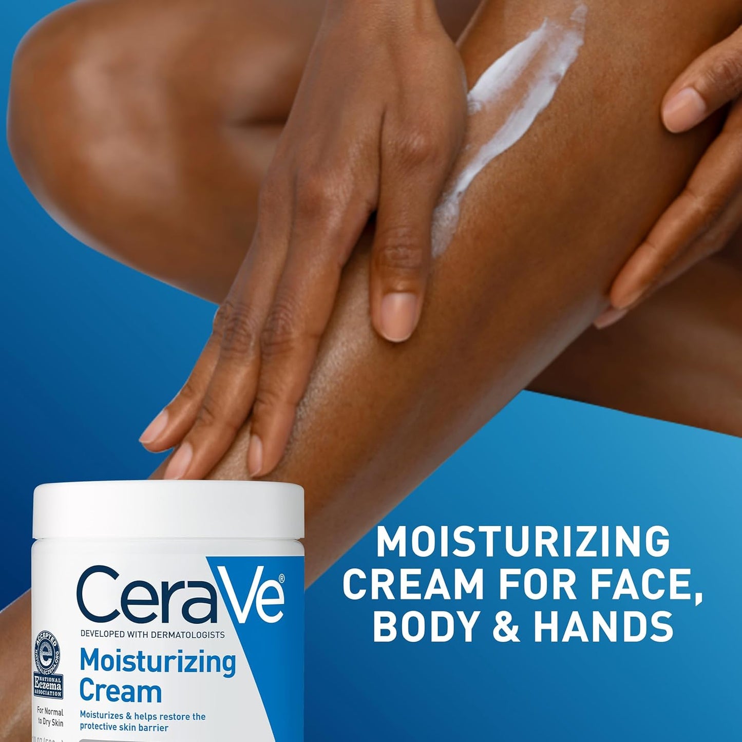 HotCeraVe Moisturizing Cream, Body and Face Moisturizer for Dry Skin, Body Cream with Hyaluronic Acid and Ceramides, Daily Moisturizer, Oil-Free, Fragrance Free, Non-Comedogenic, 19 Ounce