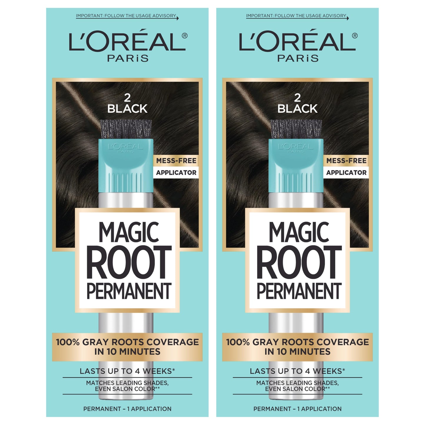HotL'Oreal Paris Magic Root Permanent Hair Color Kit, 100% Gray Hair Coverage In Just 10 Minutes, Precision Brush Applicator for Seamless Application, 4 Dark Brown (2 Count)