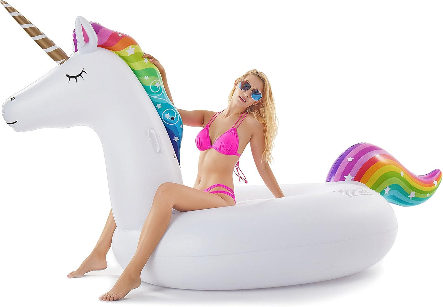 Hot Jasonwell Giant Inflatable Unicorn Pool Float Floatie Ride On with Fast Valves Large Rideable Blow Up Summer Beach Swimming Pool Party Lounge Raft Decorations Toys for Kids Adults