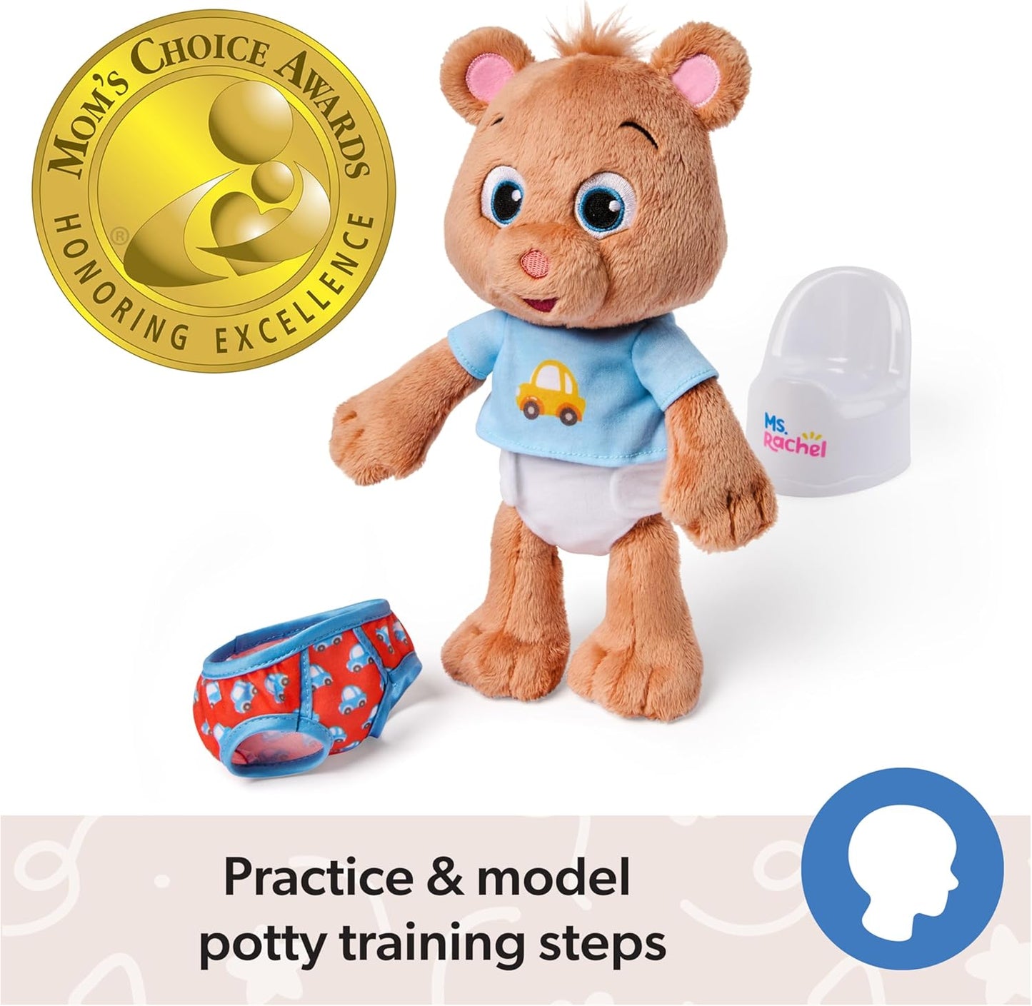 Hot Ms. Rachel Potty Time with Bean, 11” Plush Teddy Bear with Play Toilet & Accessories, Toddler Toys for Girls & Boys for Ages 18 Months to 3+