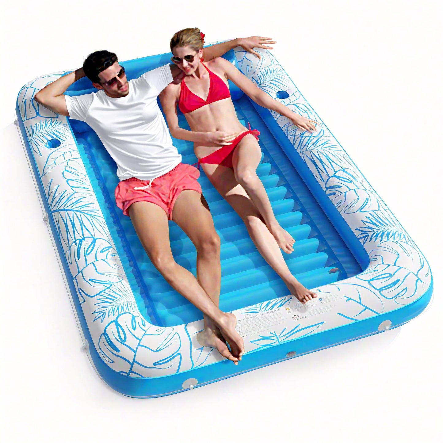 Hot Inflatable Tanning Pool Lounger Float - Jasonwell 4 in 1 Sun Tan Tub Sunbathing Pool Lounge Raft Floatie Toys Water Filled Tanning Bed Mat Pad for Adult Blow Up Kiddie Pools Kids Ball Pit (Rose,L)