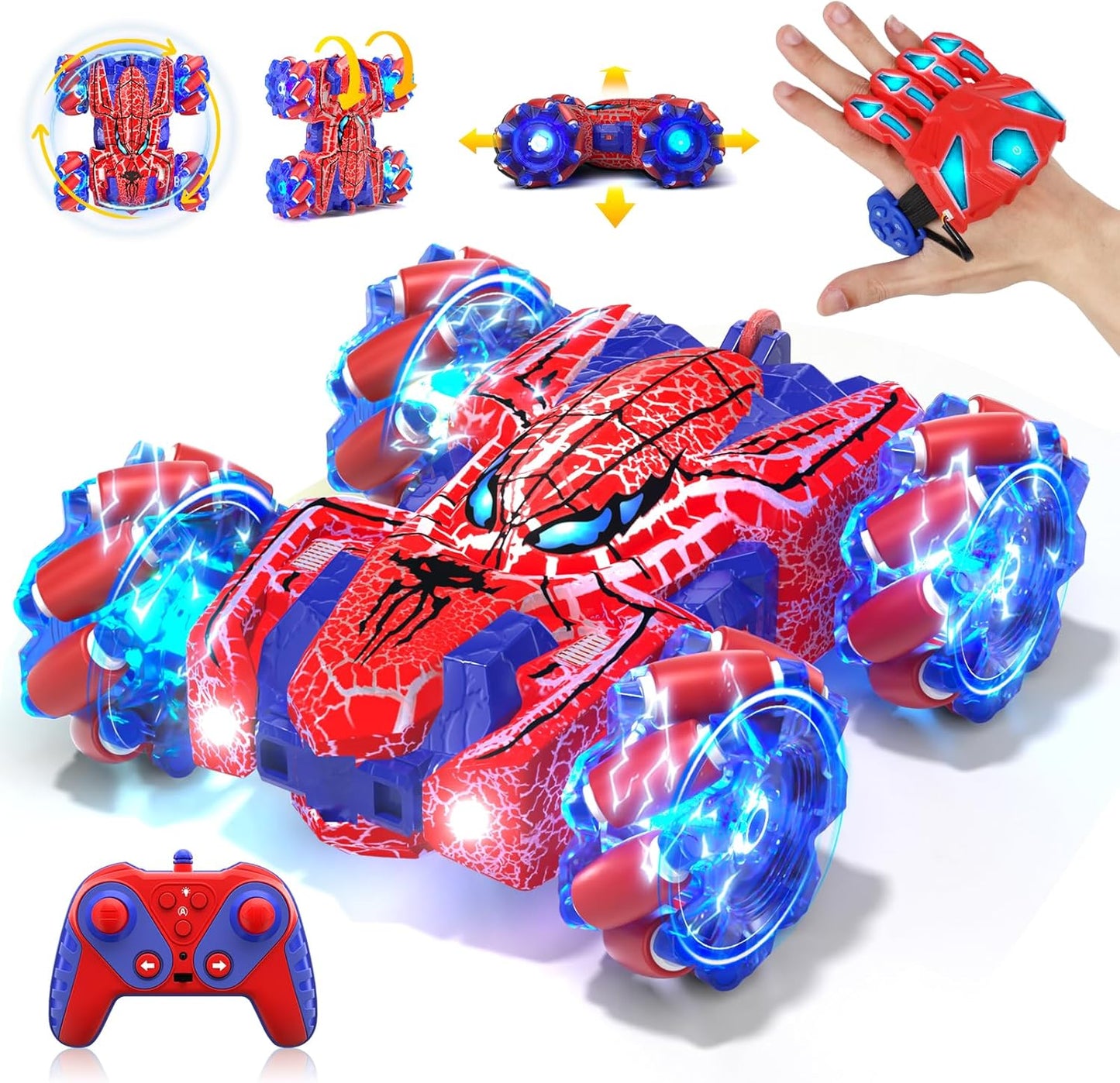 HotSpider Gesture Sensing Remote Control Car, Double Sided RC Cars with Full-Body Light, 2.4GHz Hand Controlled Rechargeable RC Stunt Car Toys Birthday Gift for Boys 3 4 5 6 7 8 9 10 11 12