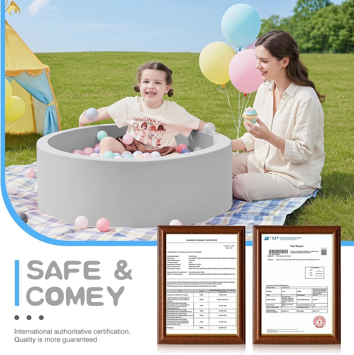 Hot SHJADE Foam Ball Pit, 35.4"x 11.8" Ball Pits for Toddlers-Grey | Soft Memory Sponge Round Playpen Ball Pool for Kids, Ideal Gift for Babies, Indoor and Outdoor Game, Balls not Included