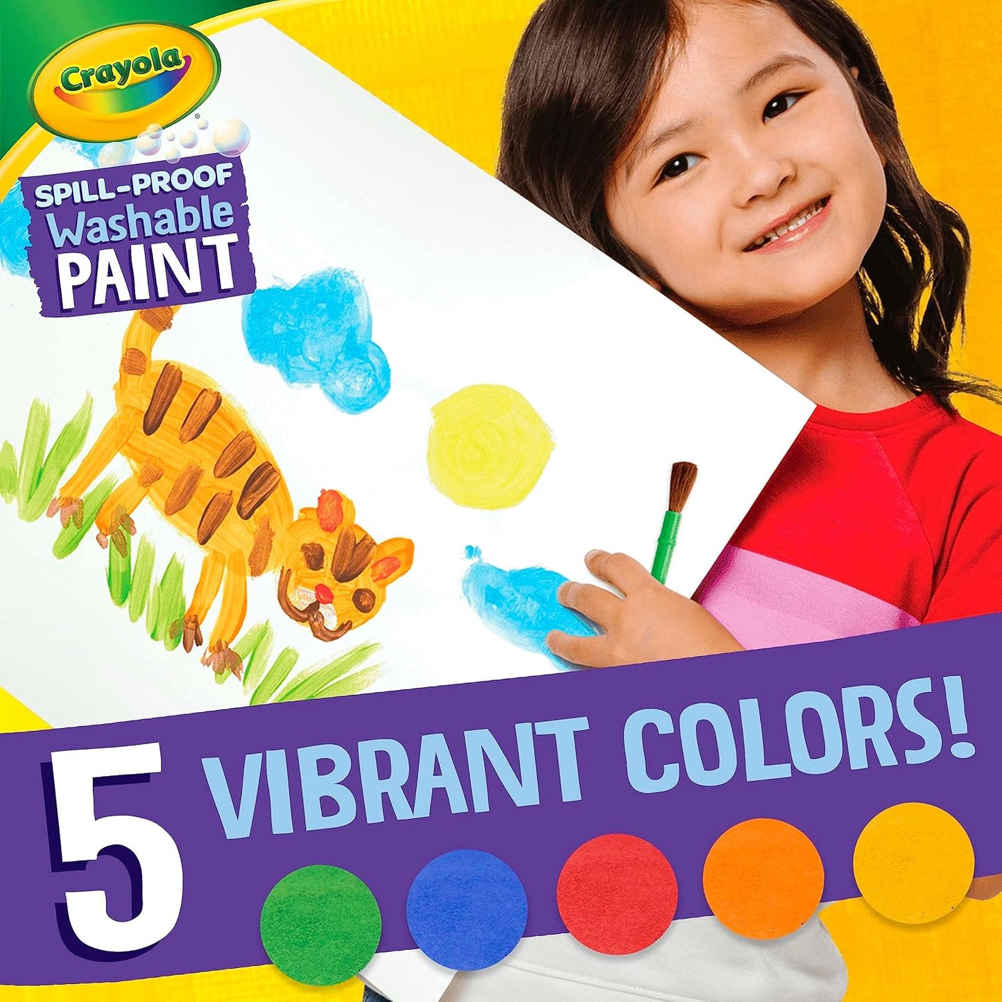 Hot Crayola Spill Proof Paint Set Washable Paint for Kids, Teacher School Supplies & Essentials, Includes Brush & Paper, Arts & Crafts, Toddler Gift, Ages 3+