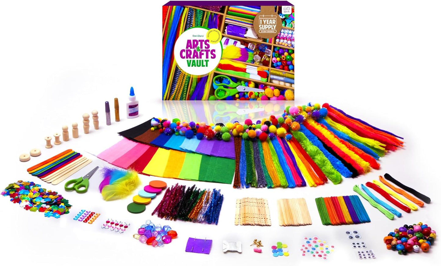 Hot Dan&Darci Arts and Crafts Vault - Craft Supplies Kit in a Box - Birthday Gift for Kids Ages 4 5 6 7 8 9 10 11 & 12 Year Old Girls & Boys - Crafting Set Kits - Gift Ideas for Kid Art Activity Gifts