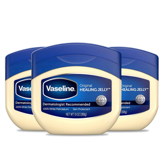 HotVaseline Petroleum Jelly Original 3 Count Provides Dry Skin Relief And Protects Minor Cuts Dermatologist Recommended And Locks In Moisture 13oz