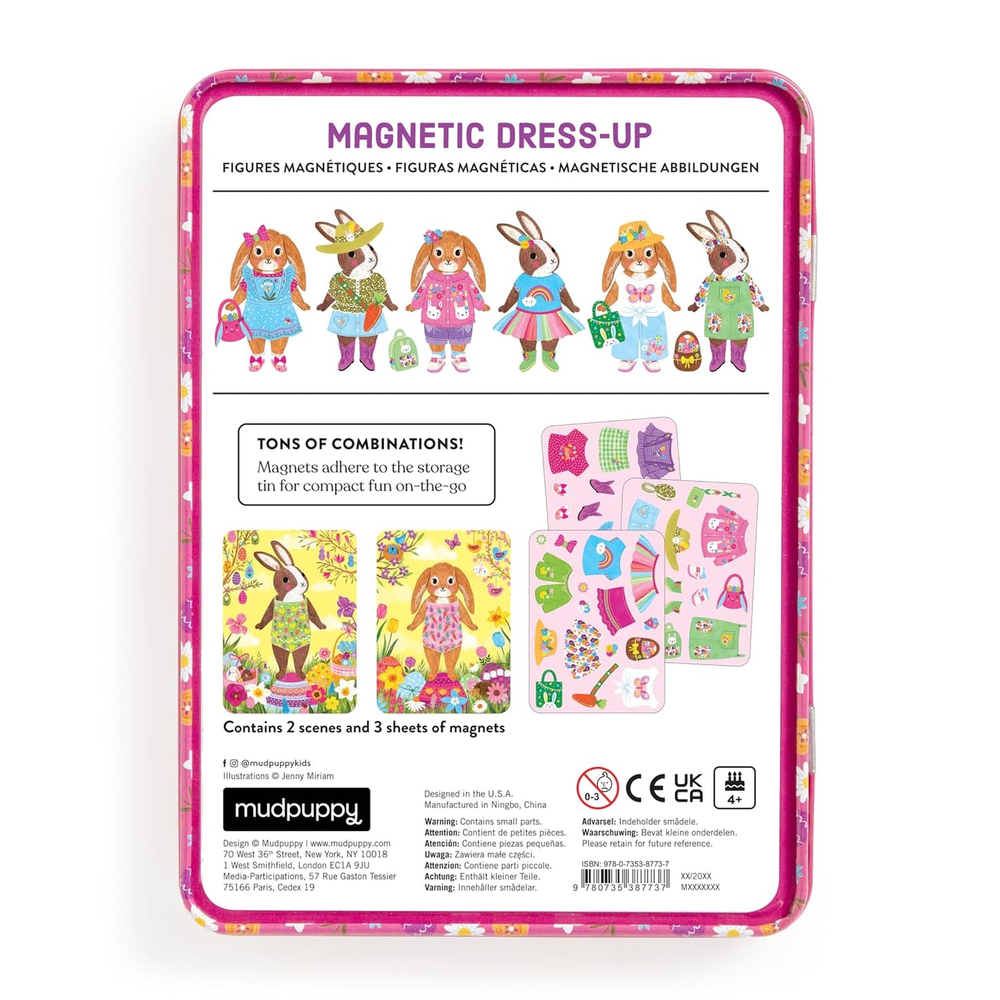 Hot Mudpuppy Garden Bunnies – Magnetic Dress Up Set Including 2 Illustrated Bunny Themed Background Scene and 40+ Mix and Match Magnets