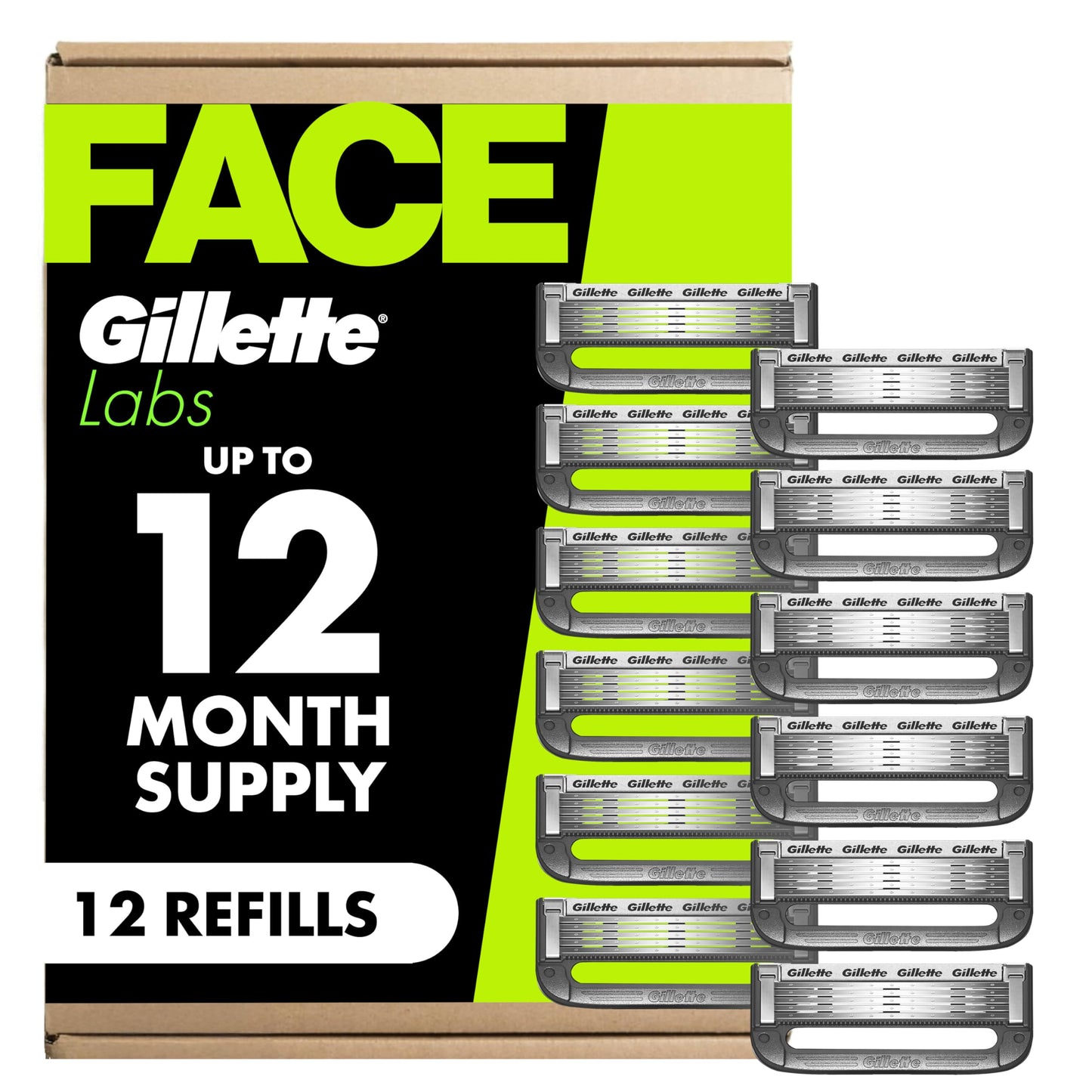 HotGillette Labs Shaving Razor Blade Refills for Men, 12 Count