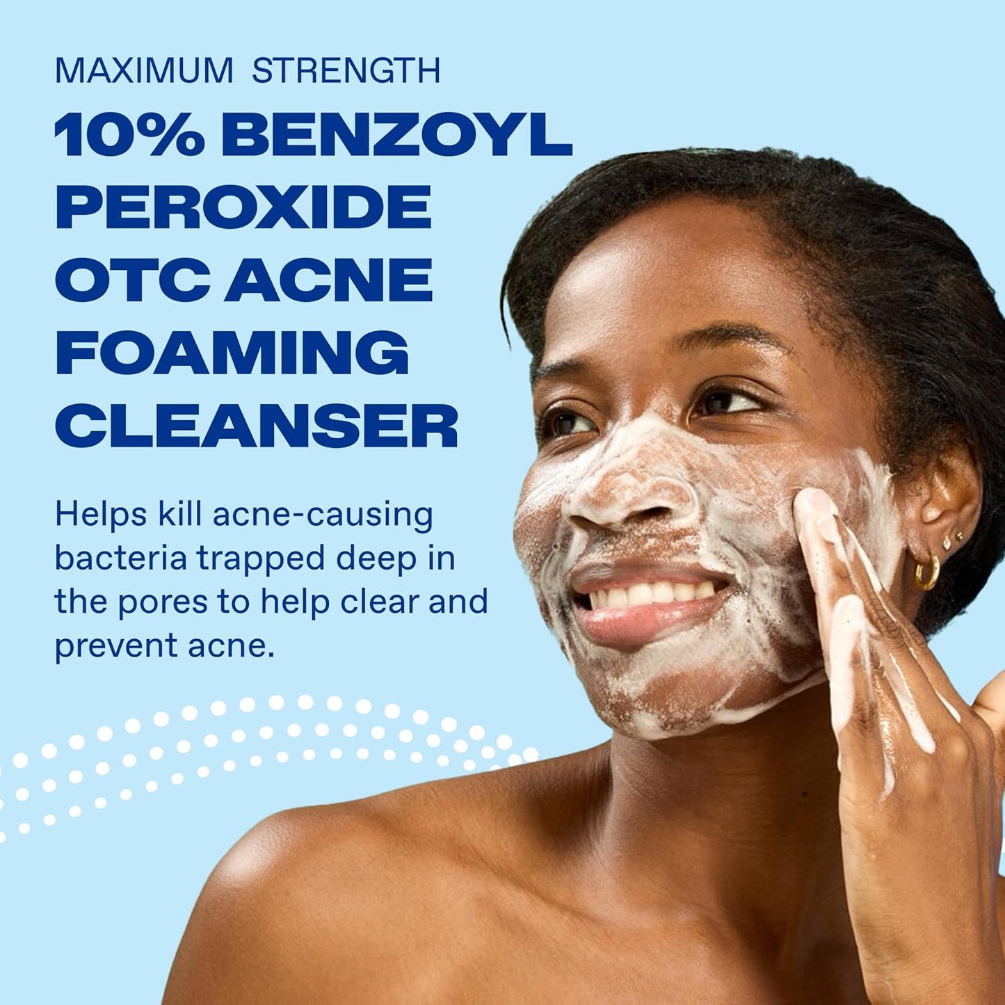 HotDifferin Acne Face Wash with 10% Benzoyl Peroxide, Maximum Strength OTC Acne Foaming Cleanser, Fast Acting Acne Treatment for Face and Body, 5 oz.