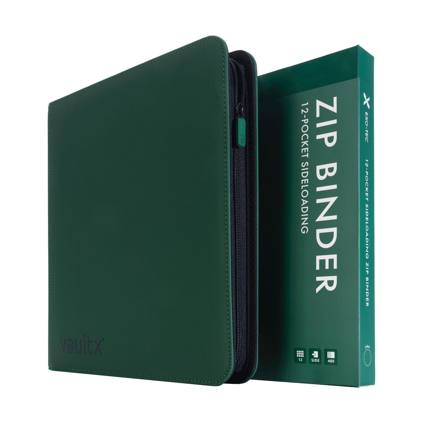 Hot Vault X 12 Pocket Zip Trading Card Binder 480 Cards Exo-Tec (Black) | Holds 480 standard-size TCG cards in 20 side-loading 12-pocket pages. Padded, water-resistant Exo-Tec cover.