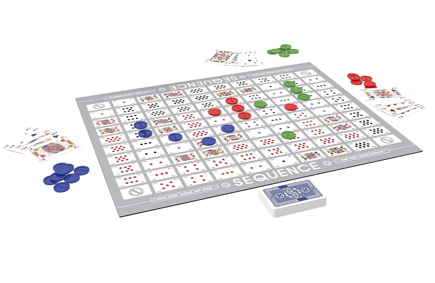 HotSEQUENCE- Original SEQUENCE Game with Folding Board, Cards and Chips by Jax ( Packaging may Vary ) White, 10.3" x 8.1" x 2.31"