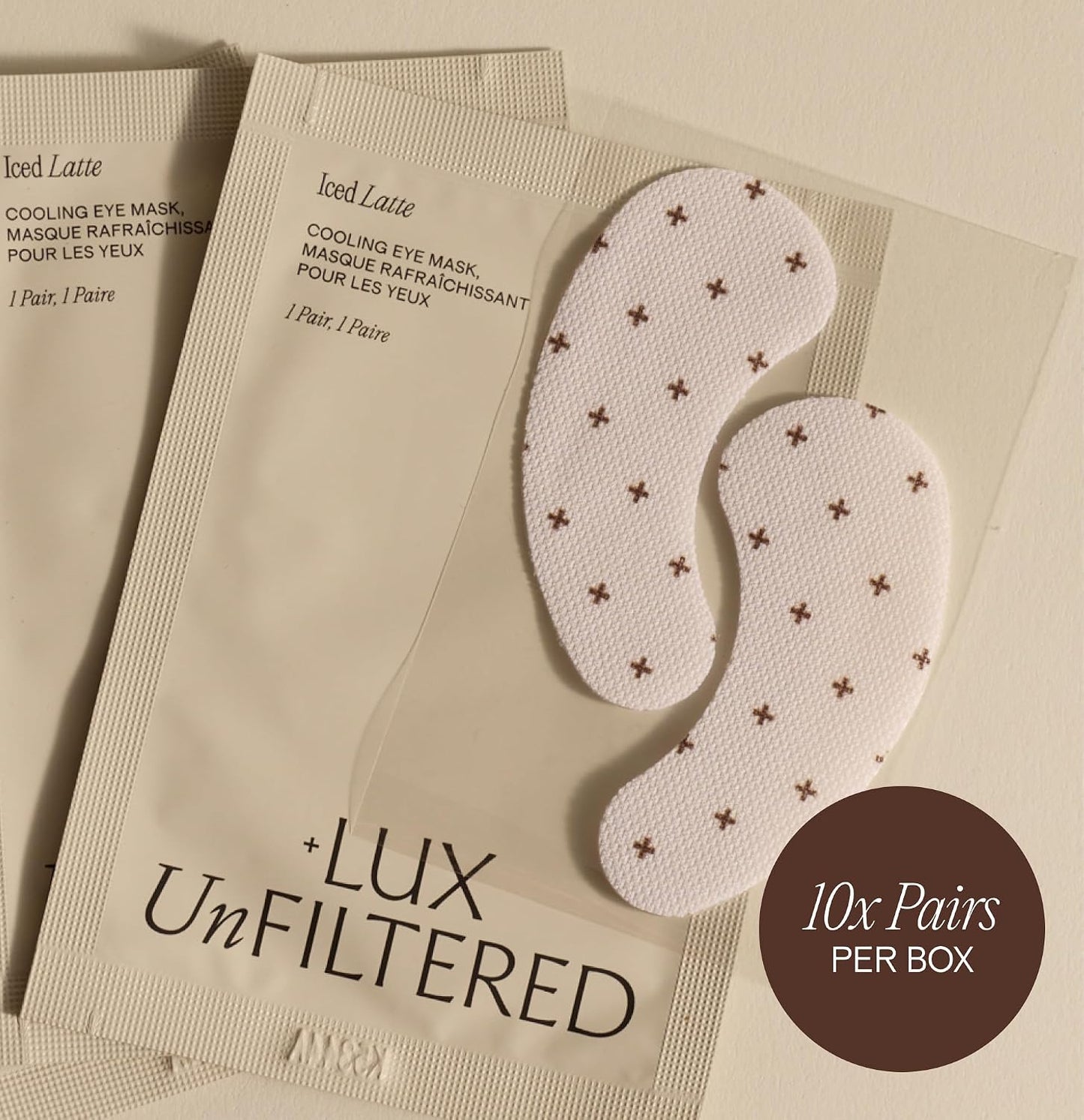 Hot+ Lux Unfiltered Iced Latte Cooling Under Eye Patches - Anti-Slip Caffeine Infused Korean Eye Mask - Reduces Puffiness, Brightens & Hydrates - Niacinamide & Hyaluronic Acid - Vegan - 10 Pairs