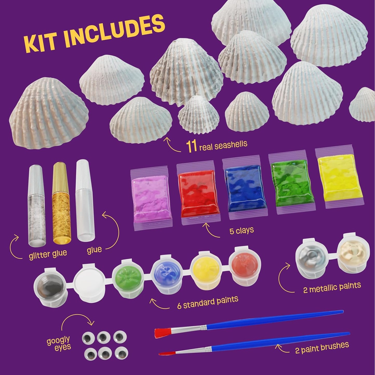 HotDan&Darci Kids Sea Shell Painting Kit - Arts & Crafts for Kids - Gifts for Boys and Girls Ages 6-8, 8-12 - Craft Activities Kits - Creative Art Activity Gift Toys for Age 6 7 8 9 10 11 12 Year Old