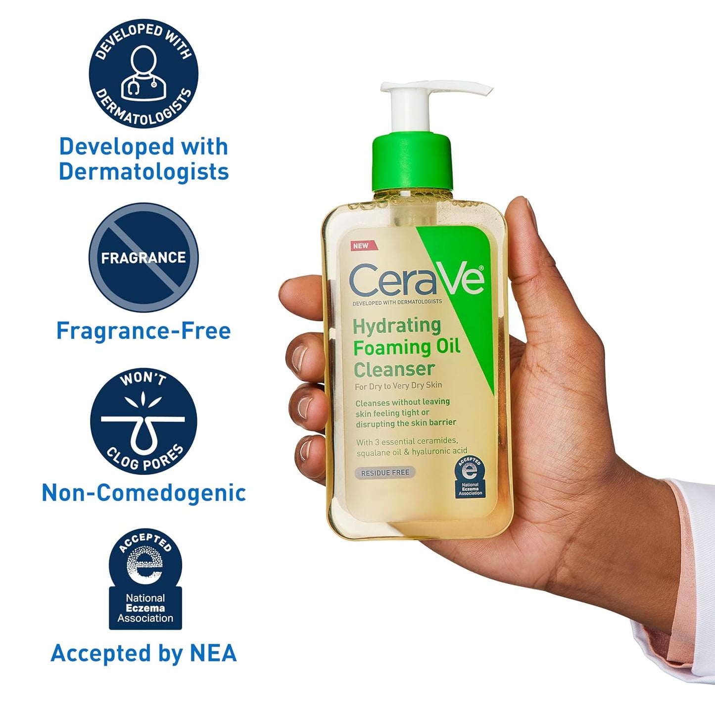 HotCeraVe Hydrating Foaming Oil Facial Cleanser with Hyaluronic Acid, 19oz | Face and body wash with squalane oil and ceramides in a fragrance free, residue free formula for dry to very dry skin.