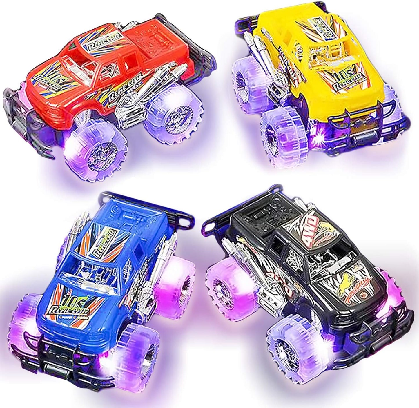 HotLight-Up Monster Truck Toys (2-Pack) – Push-&-Go Cars with Glowing Wheels – Birthday Gift for Toddlers, Boys & Girls Ages 3+ – Durable Friction-Powered Trucks – Batteries Included