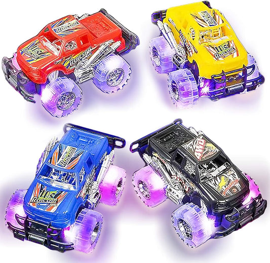 HotLight-Up Monster Truck Toys (2-Pack) – Push-&-Go Cars with Glowing Wheels – Birthday Gift for Toddlers, Boys & Girls Ages 3+ – Durable Friction-Powered Trucks – Batteries Included