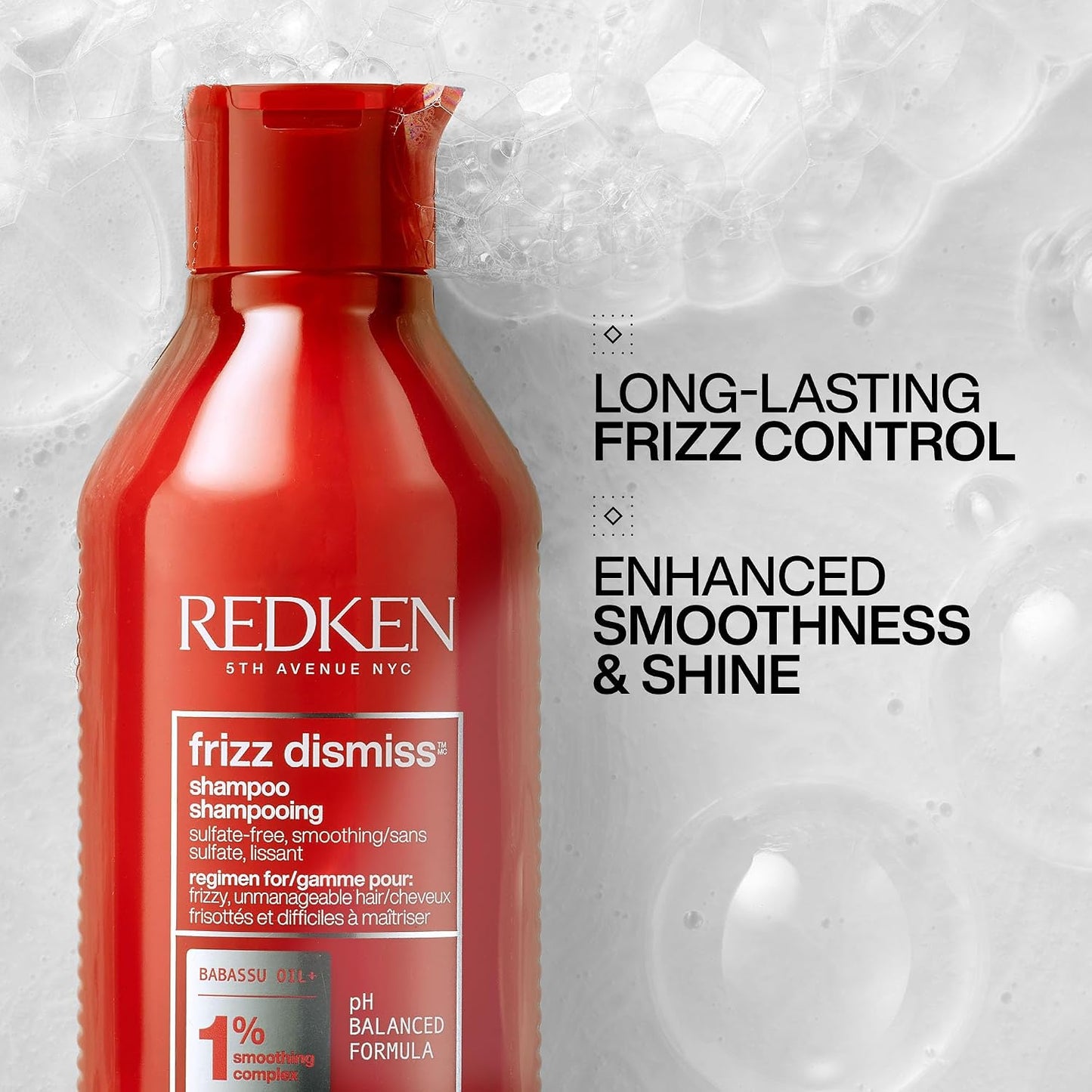 HotRedken Frizz Dismiss Shampoo For Frizzy Hair - Provides Smoothness & Shine, Weightless Frizz Control, Sulfate-Free