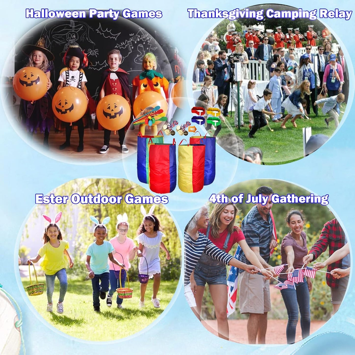 Hot CWLAKON Outdoor Games, Potato Sack Race Bags for Kids Adults, Egg Spoon Relay Race, 3 Legged Race Bands, Birthday Party, Field Day Family Reunion Carnival Outside Yard Lawn Easter Fall Festival Games
