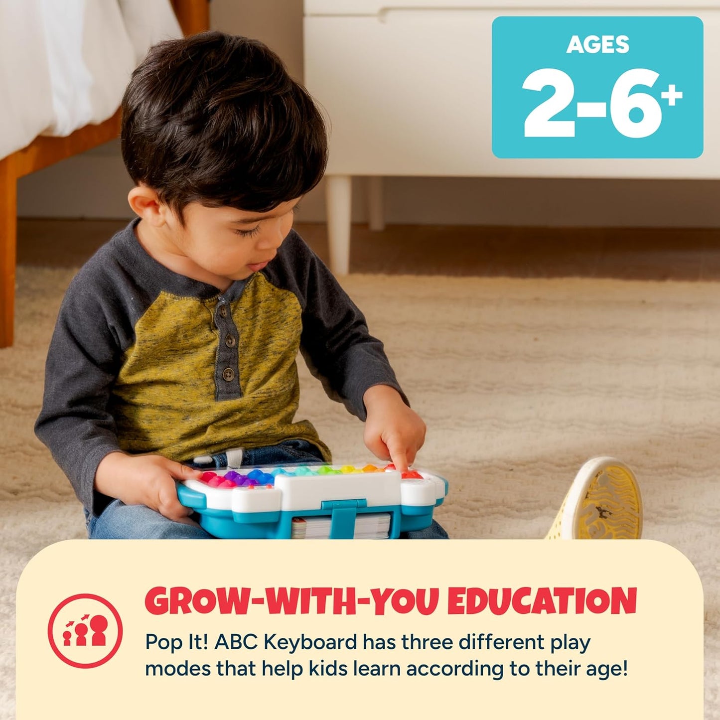 Hot Chuckle & Roar Pop It! ABC & Spelling Keyboard - Multicolor - Smart Letter Guidance with Alphabet Learning Toys - Soft Silicone Keys for Toddler Sensory Toys - Compact Travel Play Kit for Toddlers 1-3