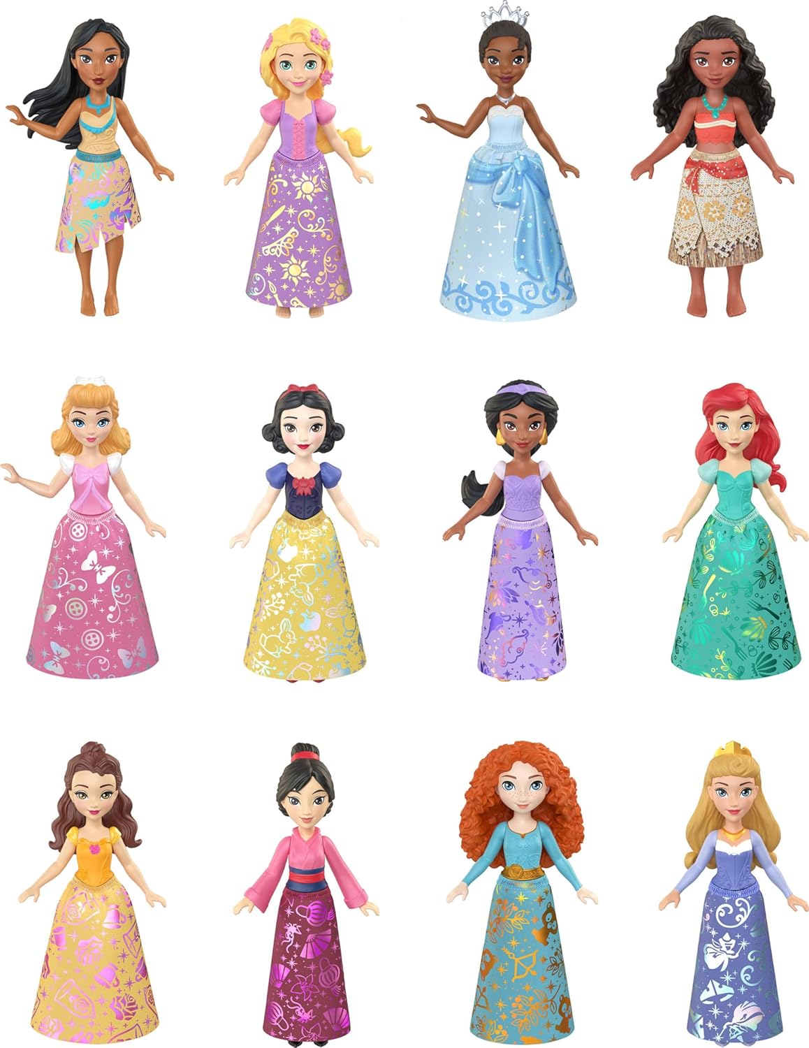 Hot Mattel Disney Princess Ultimate Princess 12-Pack of Small Dolls | 12 Posable Dolls in Signature Outfits, Collectibles Inspired by Disney Movies (Amazon Exclusive)