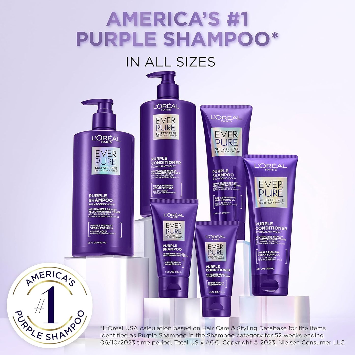 HotL'Oreal Paris EverPure Purple Shampoo and Conditioner Set, Sulfate-Free Brass Toning for Blonde, Bleached, Highlighted, Silver or Gray Color-Treated Hair, 13.6 Fl Oz Set