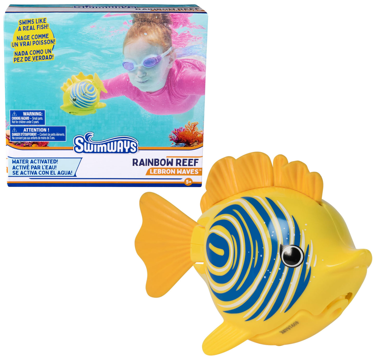 HotSwimWays Rainbow Reef Clownfish Water-Activated Pool Toy for Ages 5+ | Realistic Swimming Patterns Inspire Imaginative Play, Toy Supports Swimming Skills, Coordination, and Competitive Games