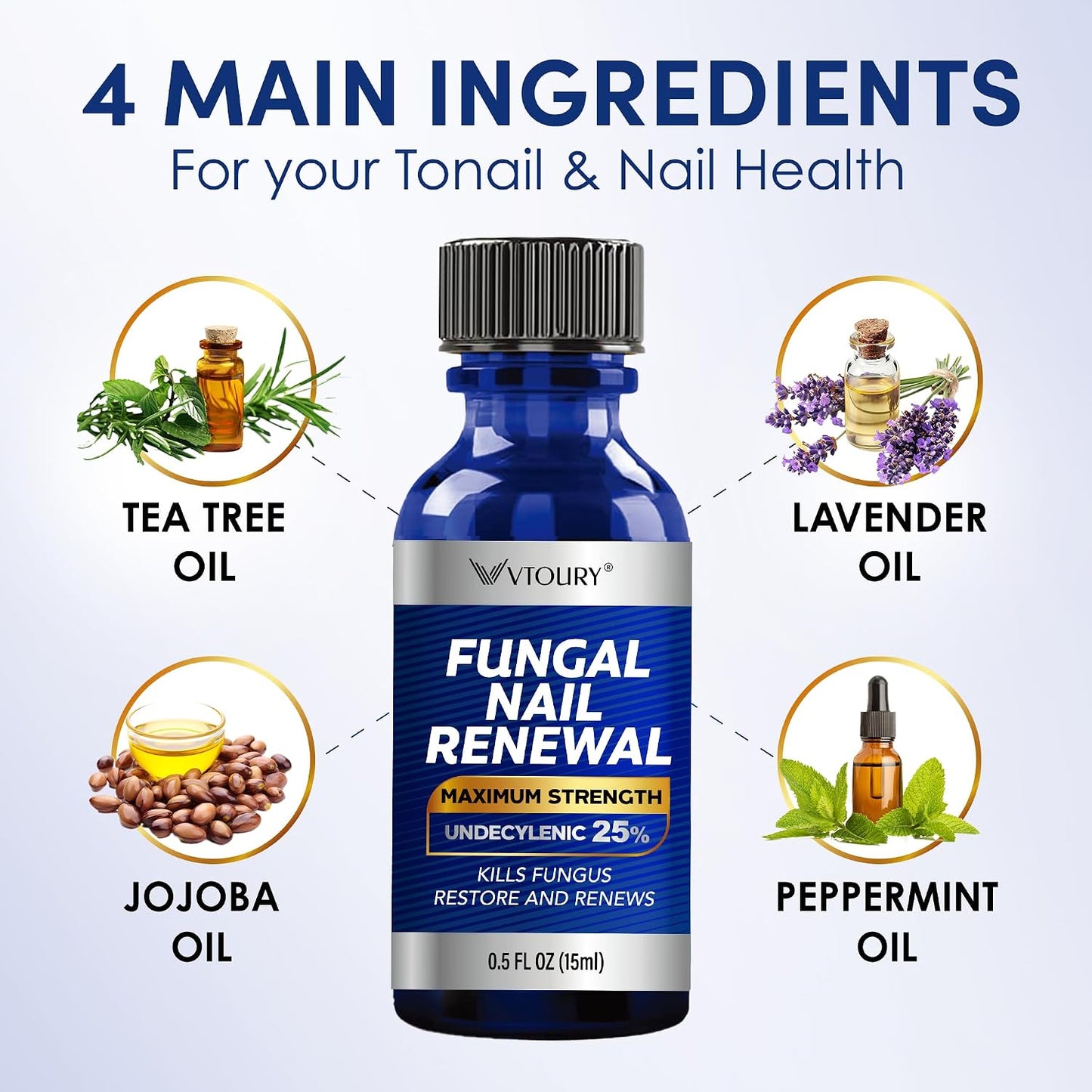 HotToenail Fungus Treatment Extra Strength – VTROUY 2 Bottle Nail & Toe Solution with Undecylenic Acid 25% and Tea Tree Oil 15ml 2Pcs