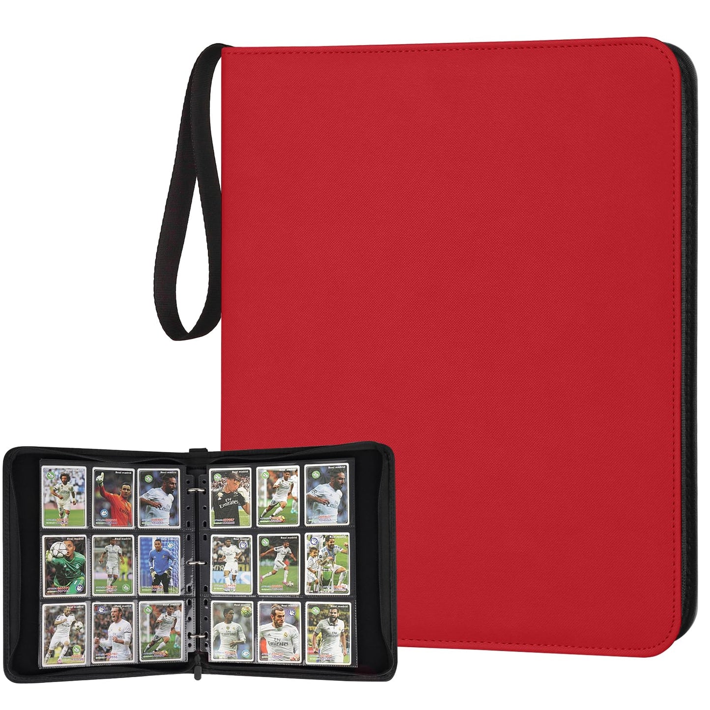 HotGERMUN 9 Pocket Trading Card Binder,720 Cards,40 Top-Loading Pages, Double Sided Pockets PU Cover Zipper Collection Album Folder for Standard MTG, TCG, Sports Cards(Black)