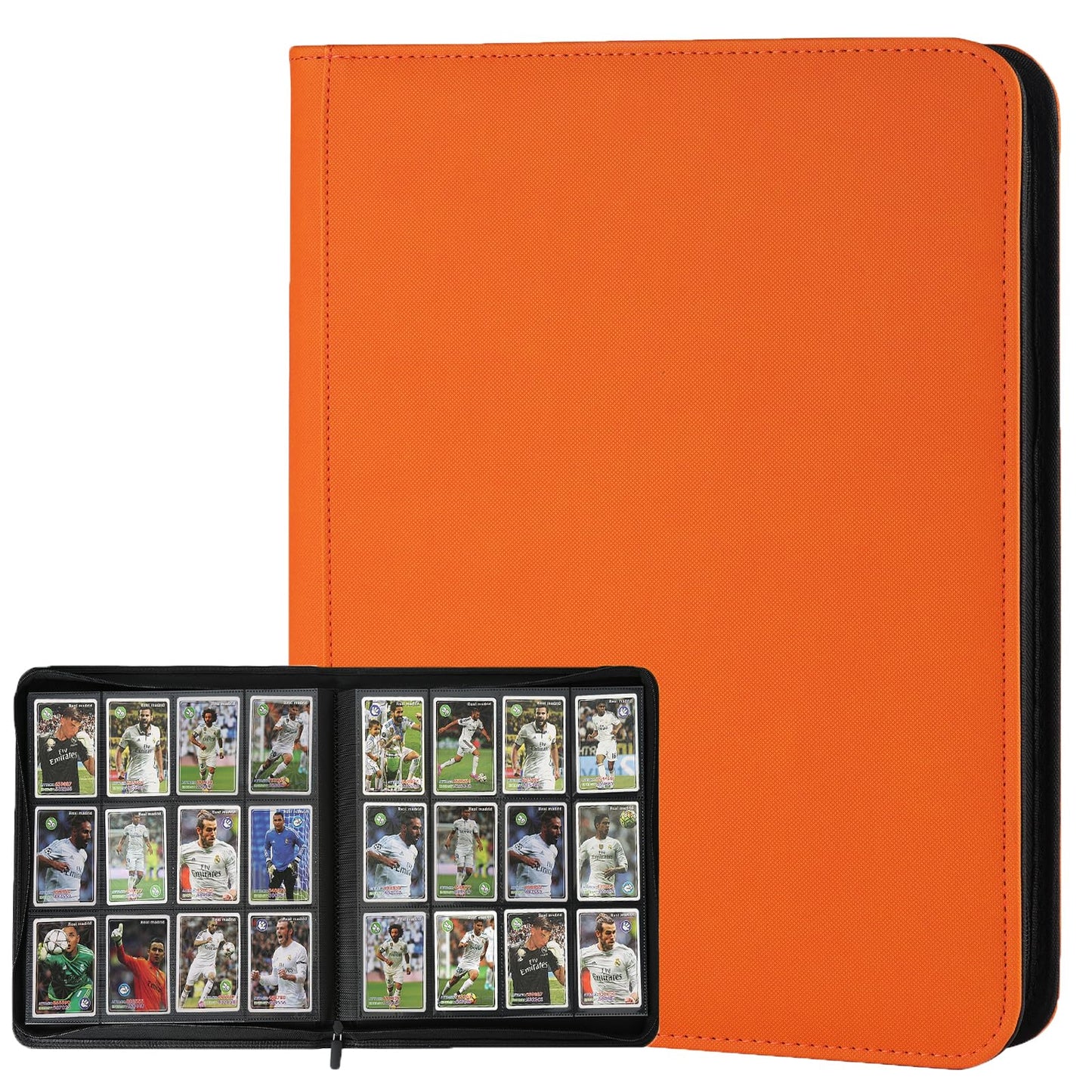 HotGERMUN 9 Pocket Trading Card Binder,720 Cards,40 Top-Loading Pages, Double Sided Pockets PU Cover Zipper Collection Album Folder for Standard MTG, TCG, Sports Cards(Black)