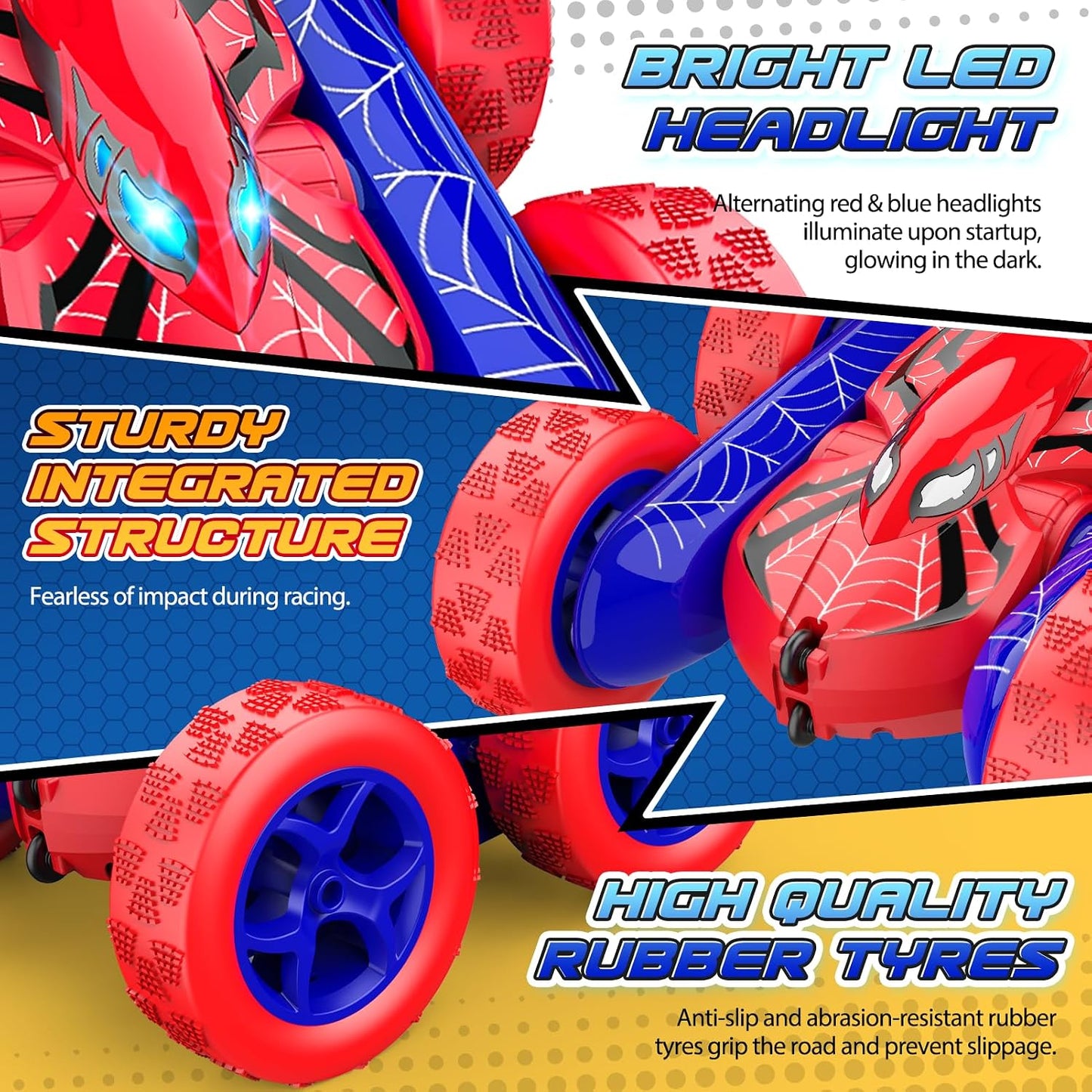 Hot Excitobo Remote Control Car,RC Cars Boys Toys for 3 4 5 6 7 8 9 10 11 12 Year Old Boy Double Sided 360°Flip 4WD Rechargeable Drift RC Race Car Birthday Gifts Easter Basket Stuffers for Kids Age 3-12