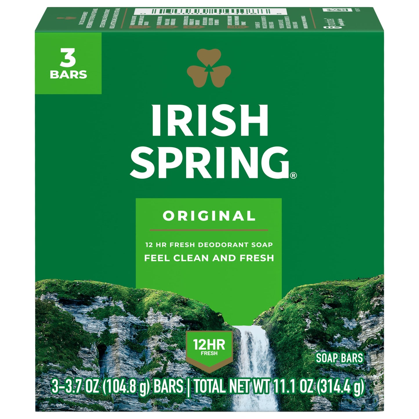 HotIrish Spring Icy Blast Bar Soap for Men, Mens Soap, Smell Fresh and Clean 12 Hours, Men Bars Washing Hands Body, Mild Skin, Recyclable Carton, 24 Pack, 3.7 Oz