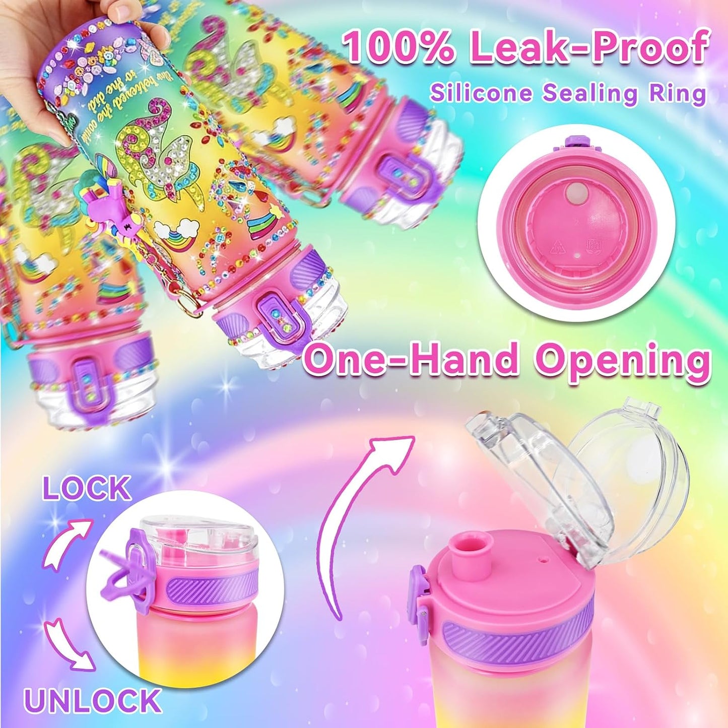 HotEDSPORTSHOUSE Decorate Your Own Water Bottle Kits for Girls Age 4-6-8-10,Unicorn Painting Crafts,Fun Arts and Crafts Gifts Toys for Girls Birthday Christmas(Unicorn)