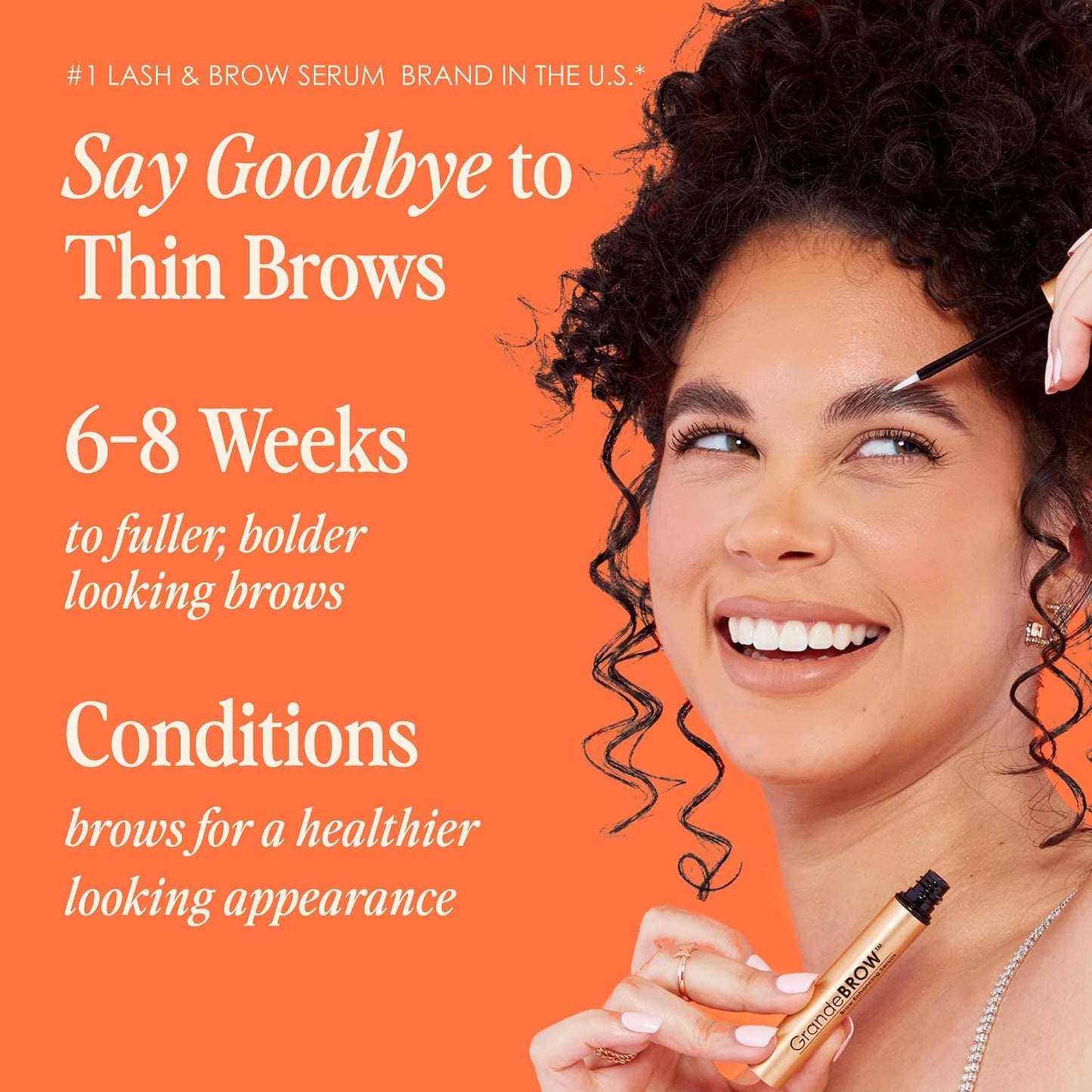 HotGrande Cosmetics GrandeBROW Brow Enhancing Serum For Fuller, Bolder, Looking Eyebrows - Brow Serum With Vitamins, Peptides, Antioxidants, Amino Acids, Cruelty-Free