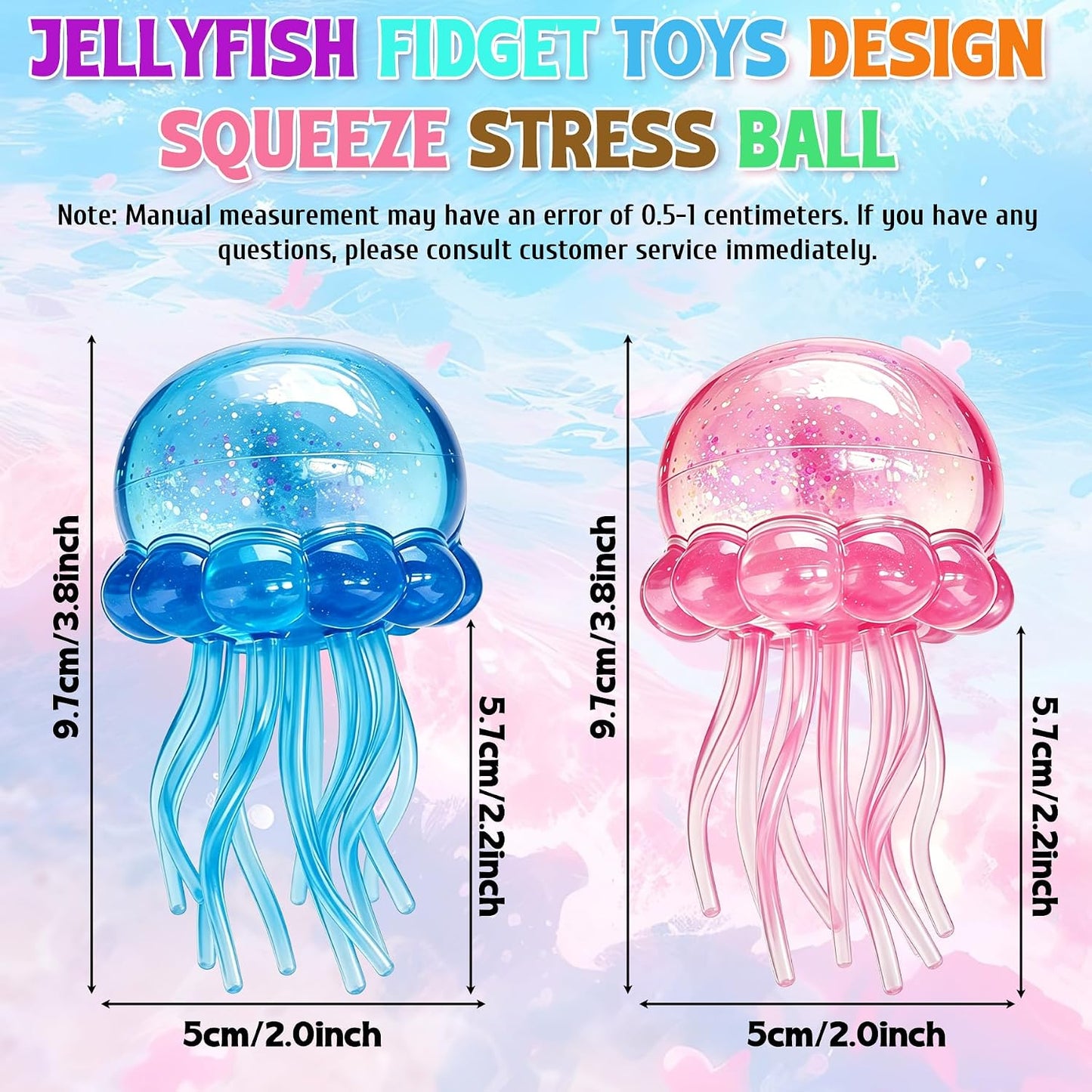Hot 2Pcs Jellyfish Squeeze Toys, Drop Malt Sugar Balls Relieve Stress, Fidget Toy with a Super Solid for Kids, Sensory Toys for Anxiety and Stress Relief, Summer Party Gifts for Kids and Adult