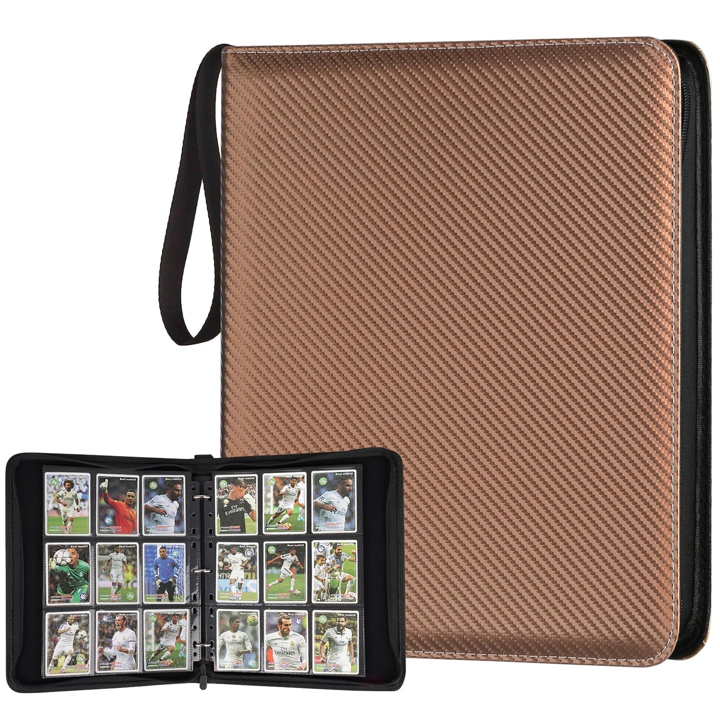 HotGERMUN 9 Pocket Trading Card Binder,720 Cards,40 Top-Loading Pages, Double Sided Pockets PU Cover Zipper Collection Album Folder for Standard MTG, TCG, Sports Cards(Black)