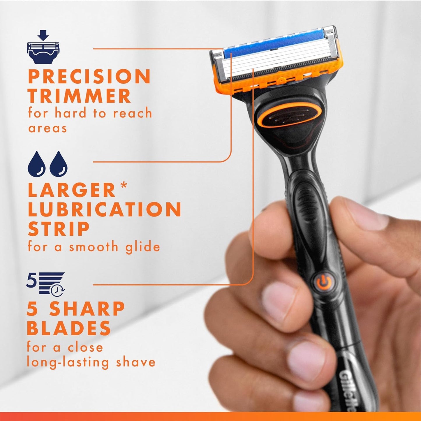HotGillette Fusion5 Power Razor Blade Refills for Men, 8 Count, with Precision Trimmer