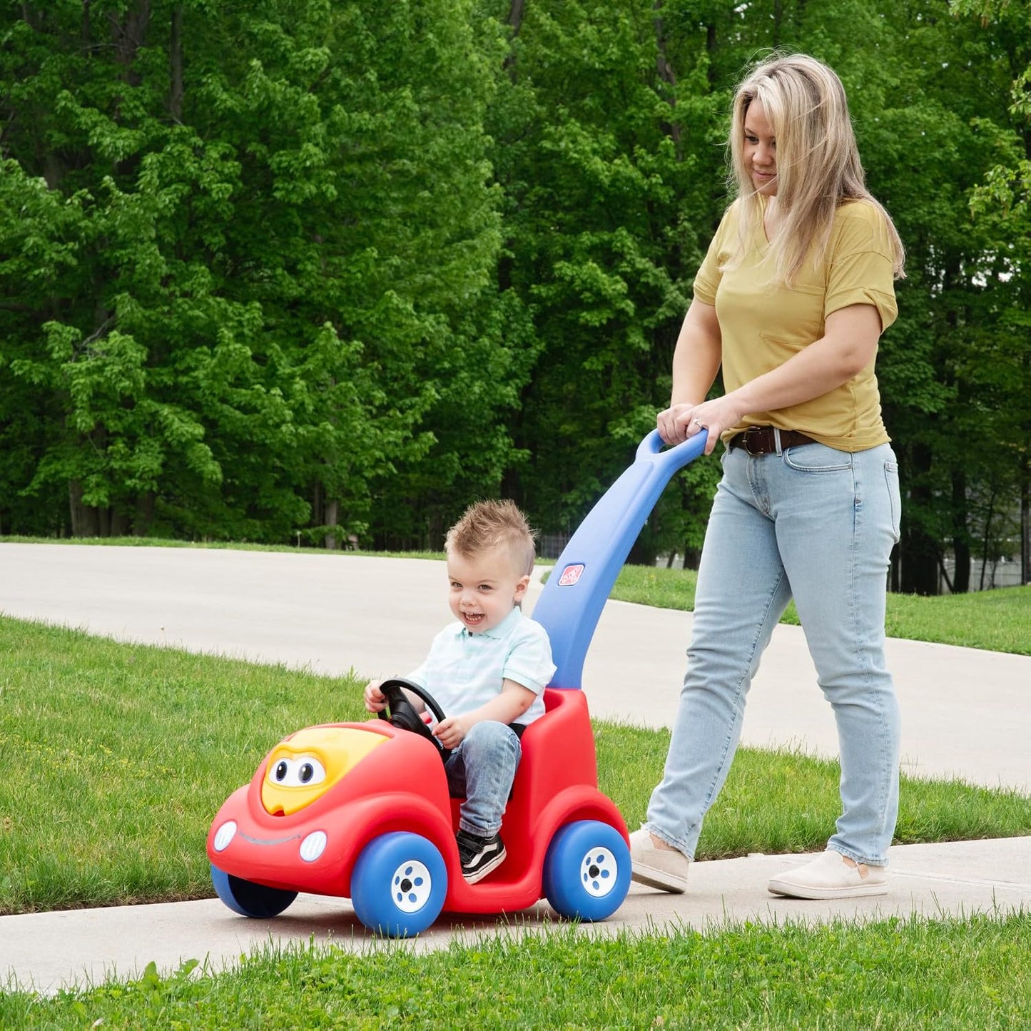 HotStep2 Push Around Buggy Kids Push Car, Toddler Ride-On Toy with Seat Belt and Horn, Red, Ages 18 Months+