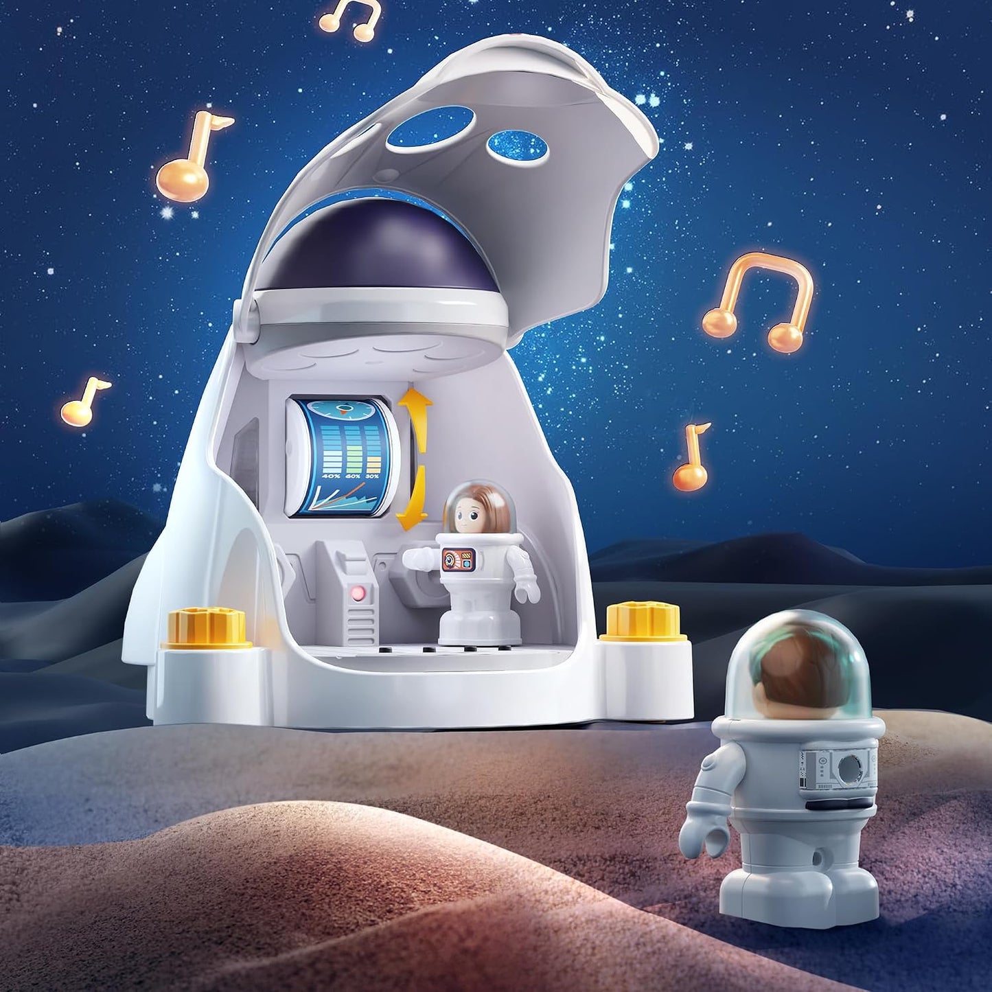HotiPlay, iLearn Rocket Outer Space Toys, Kids Spaceship Playset with Space Shuttle, Electric Drill, 2 Astronauts, Educational STEM Take Apart Adventure Gift for 3 4 5 6 7 8 Year Old Boy Girl